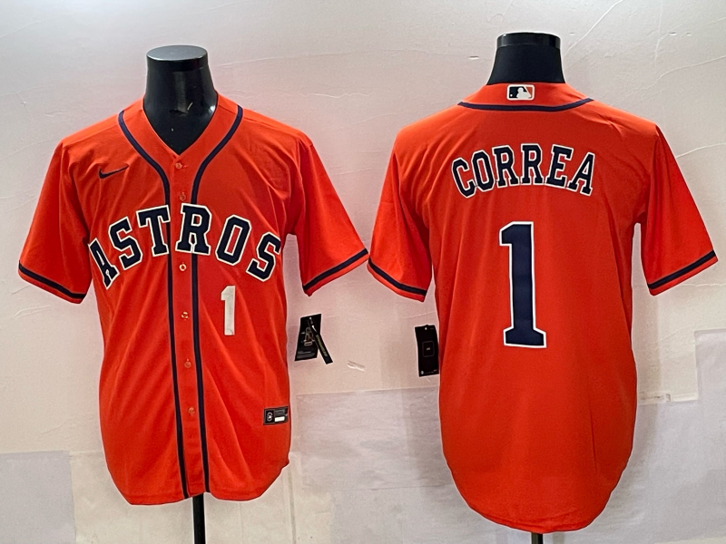 Men Houston Astros #1 Correa orange 2025 Nike MLB Jersey 003->houston astros->MLB Jersey